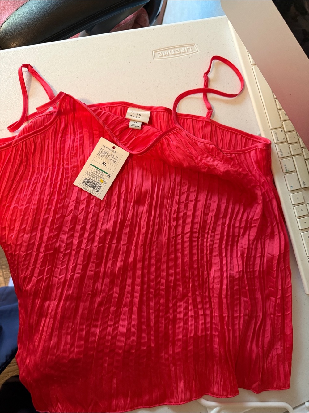 a new day Hot Pink Pleated Satin Camisole Slip